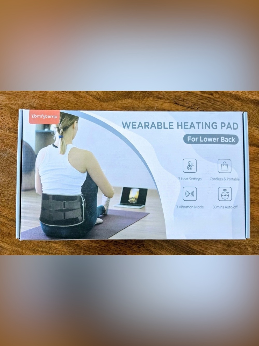 Comfytemp Blue Cordless Wearable Heating Pad Model: K9224 - New